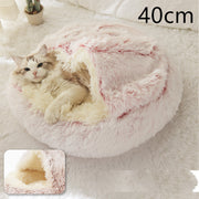 2 In 1 Dog And Cat Bed Pet Winter Bed Round Plush Warm Bed House Soft Long Plush Pets Bed Pet Products